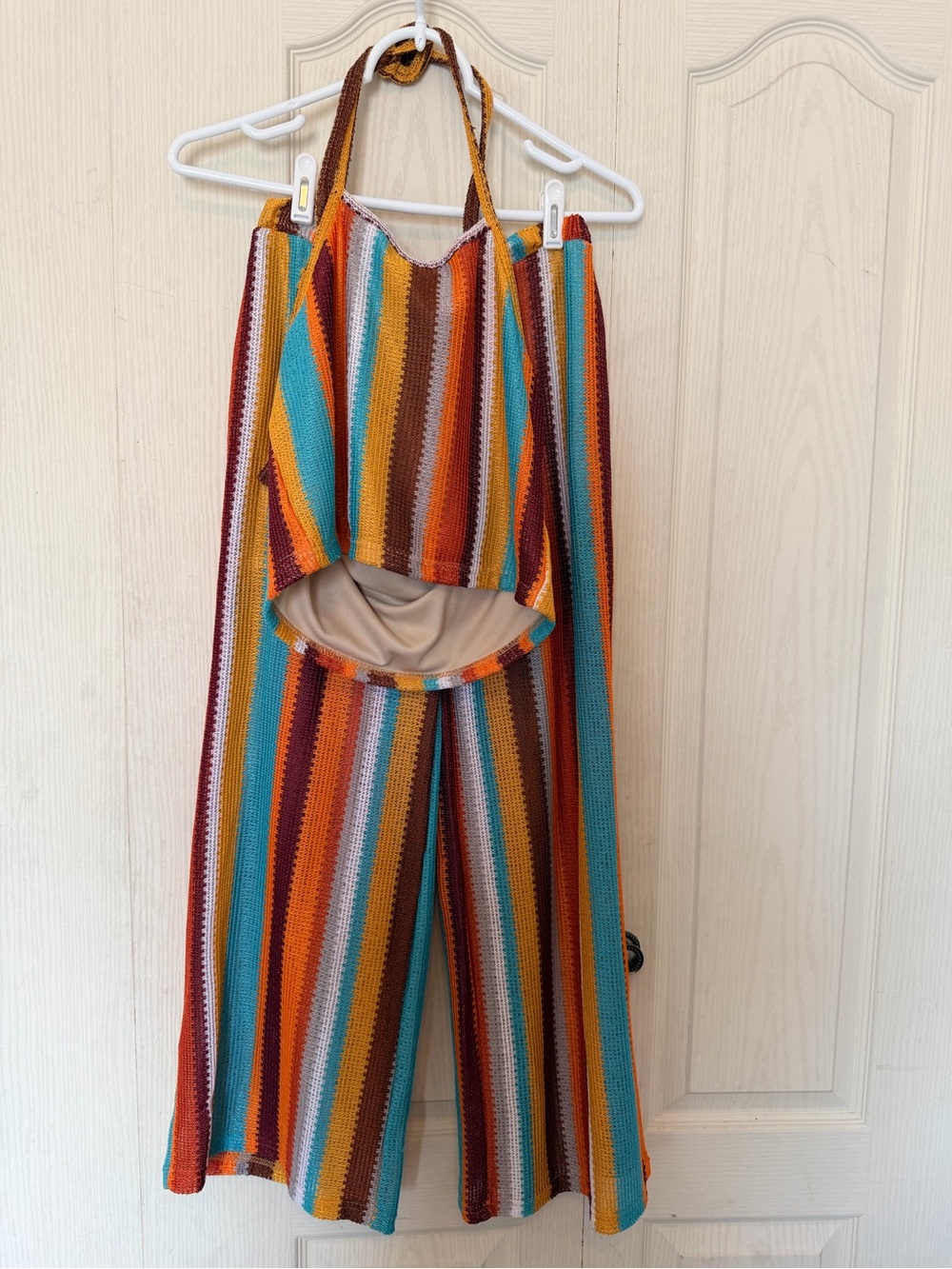 Sweet Rain Multicolor Striped Halter Jumpsuit